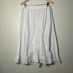 Metrowear Women’s Embroidered White Dress Size XL Floral Lined Cotton